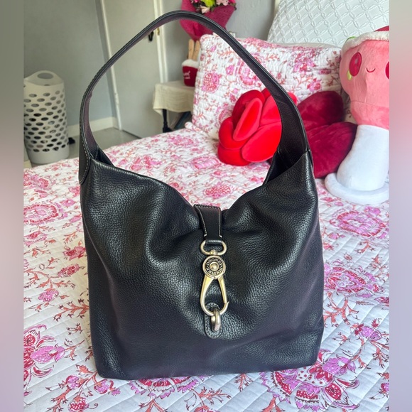 Dooney & Bourke Borsa Hobo In Pelle Grana Ghiaia - Tracolla Regolabile - Colore Naturale - Made In USA